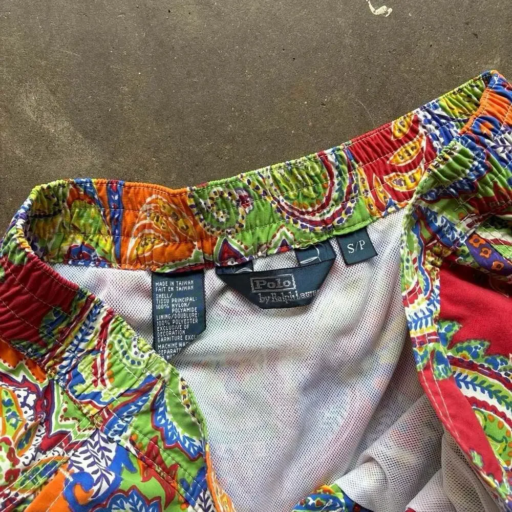 Polo by Ralph Lauren Vintage 90s Paisley Swim Trunks Surf Shorts S